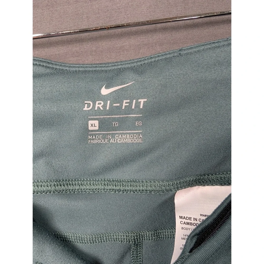 Nike Dri-FIT Running Crop Leggings 872066-392 Blue Green XL Womens Reflective